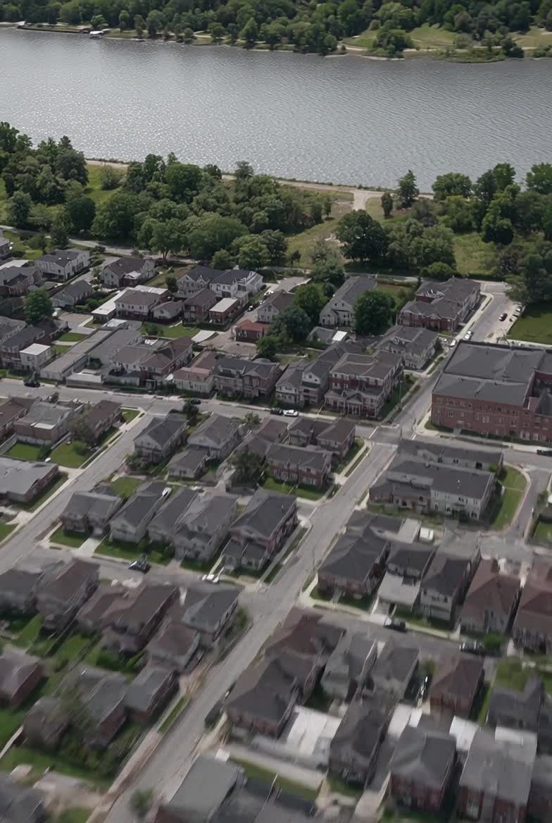 Aerial of Nutley houses meeting the Passaic