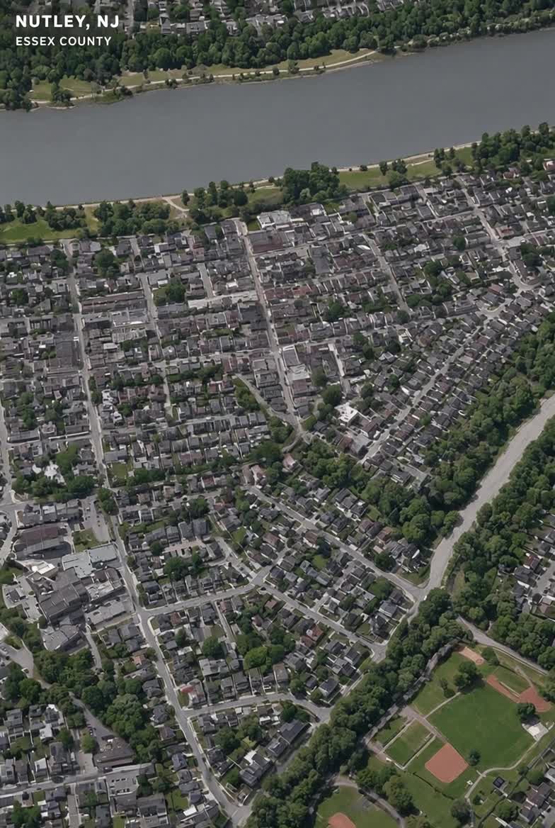 Aerial view of Nutley looking toward the Passaic River
